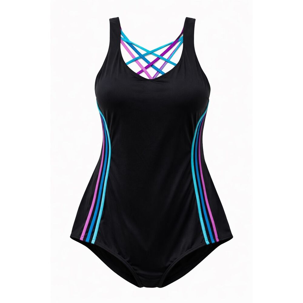 Women’s One-Piece Swimsuit Black Size 26 Swimsuits For All Blue Pink Teal Crissc